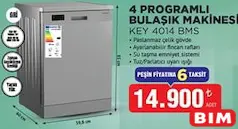 KEYSMART 4 PROGRAMLI BULAŞIK MAKİNESİ KEY 4014 BMS fiyat ve kampanya bilgisi